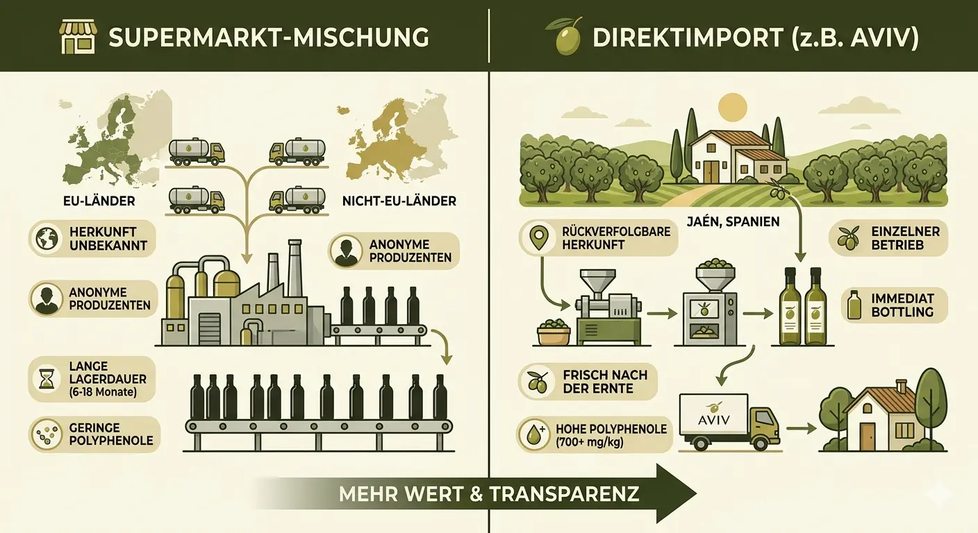 Olivenöl Supermarkt vs Direktimport – der ehrliche Vergleich