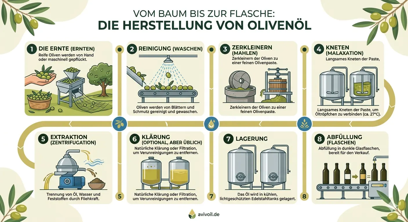 Olivenöl Herstellung – vom Olivenbaum bis zur Flasche