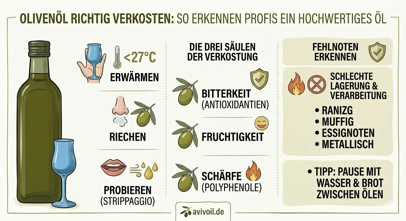 Olivenöl verkosten – so erkennst du Qualität mit Geschmack und Geruch